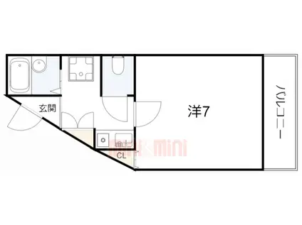 フリックコート下祇園(1K/4階)の間取り写真