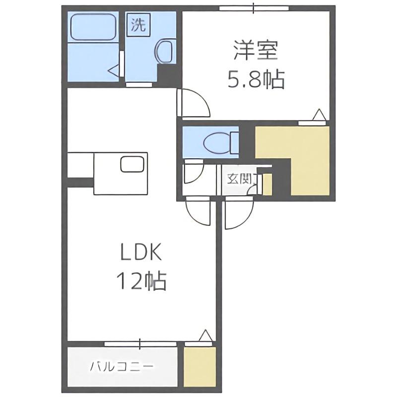 リラ澄川(1LDK/3階)の間取り写真