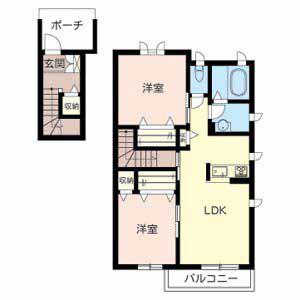 エンジェルプレゼンス(2LDK/2階)の間取り写真