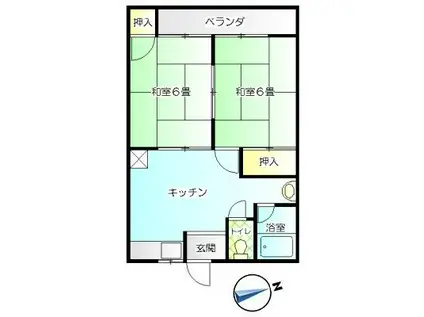 コーポ水上(2DK/1階)の間取り写真