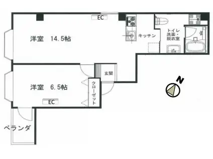 Mヒルズ横浜(1LDK/3階)の間取り写真