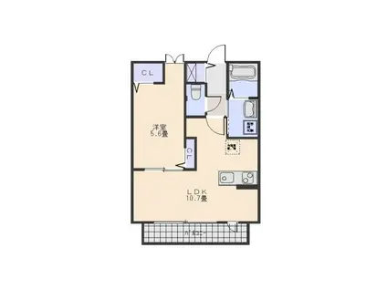 WILLANS II(1LDK/1階)の間取り写真