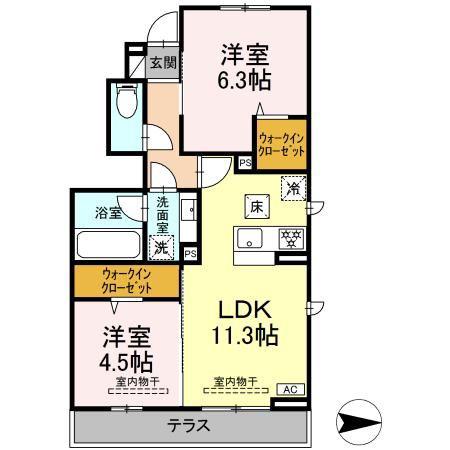 メゾン陣場(2LDK/1階)の間取り写真