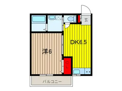フルールカトウ(1DK/2階)の間取り写真