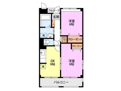 ボワセゾン(2DK/2階)の間取り写真