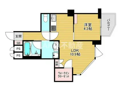 ライオンズマンション天王寺(1LDK/12階)の間取り写真