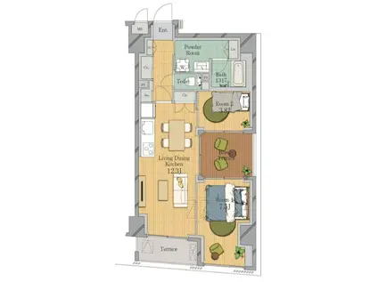 ジェーピーノイエ横浜平沼(2LDK/4階)の間取り写真