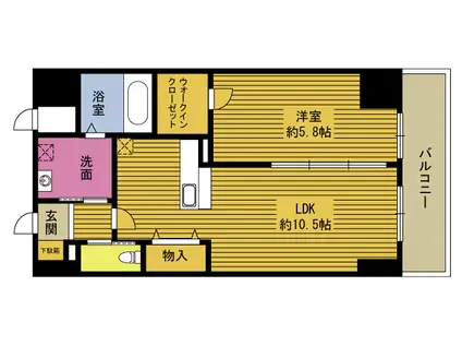 WINDOMセントラルレジデンス(1LDK/4階)の間取り写真