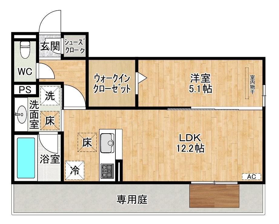 HABITAT YOSHINO(1LDK/1階)の間取り写真