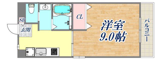 ハイツ甲子園イトー(1K/1階)の間取り写真
