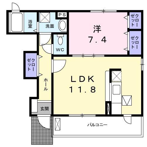 ベルアージュみゆき(1LDK/1階)の間取り写真