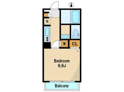 カーサ・デル・ソル(1K/2階)の間取り写真