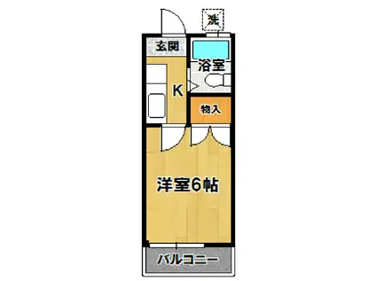 時計台ハイツ(1K/2階)の間取り写真