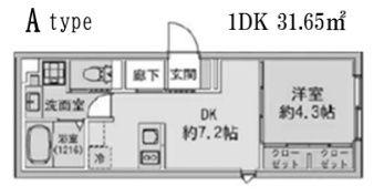 FABRIC蒲田ウエスト RESIDENCE(1DK/2階)の間取り写真