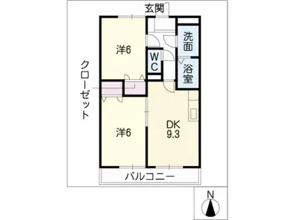 アンプルール ブワ K-10 I(2DK/1階)の間取り写真