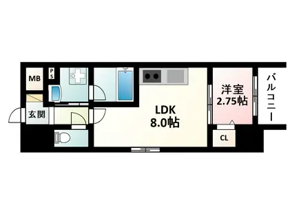 FORTUNEY江坂I(1LDK/5階)の間取り写真