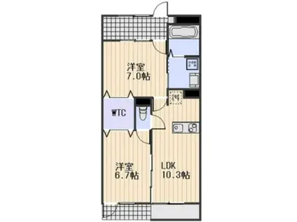 スカイガーデン大安寺(2LDK/1階)の間取り写真