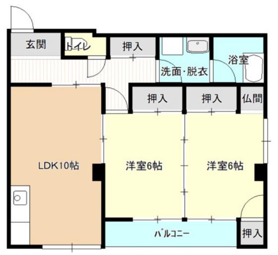KTビル(2LDK/3階)の間取り写真