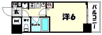 エステムコート神戸・県庁前(1K/6階)の間取り写真