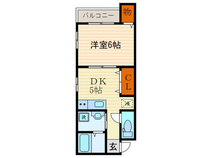 KURASU(1DK/2階)の間取り写真