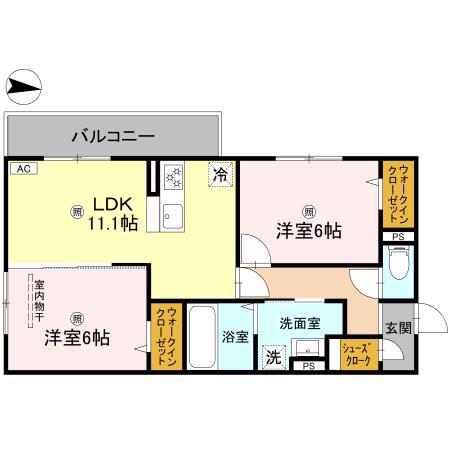 萩 II(2LDK/2階)の間取り写真