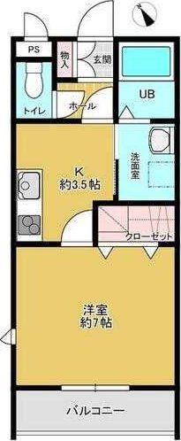 グランフォレスト産興(1K/1階)の間取り写真