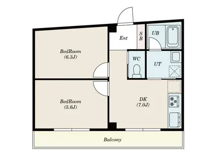 M-54(2LDK/3階)の間取り写真