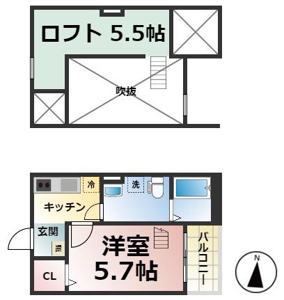 PASTOSO K (1SK/2階)の間取り写真