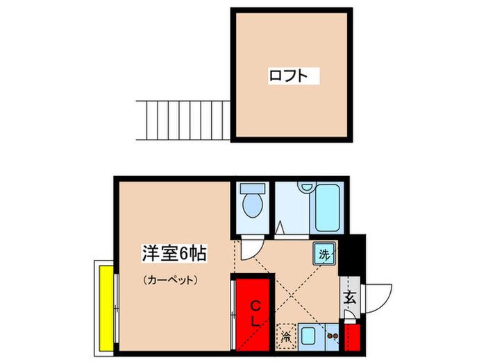 ミルフラット(ワンルーム/2階)の間取り写真