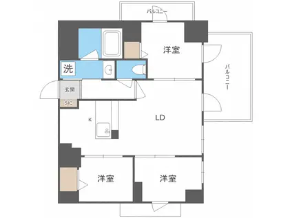 MODERN PALAZZO 天神南II(3LDK/10階)の間取り写真