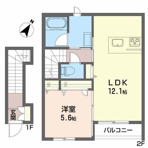 セルディーナ清水町(1LDK/2階)の間取り写真