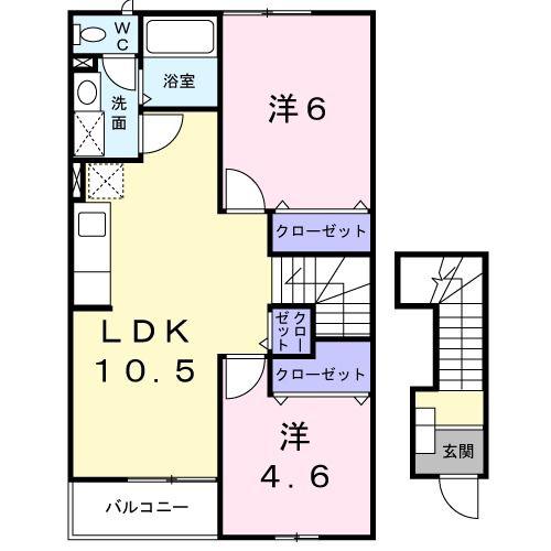 パレミニョンI(2LDK/2階)の間取り写真