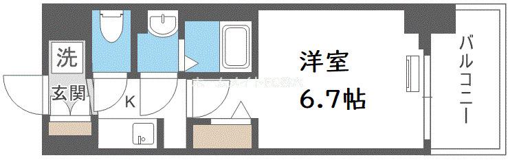 ALIVIS福島海老江(1K/3階)の間取り写真