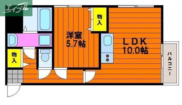 グランデール(1LDK/5階)の間取り写真
