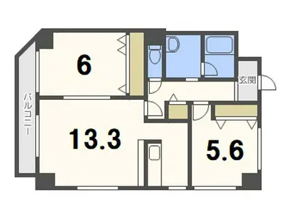 クレストパレス白石(2LDK/9階)の間取り写真