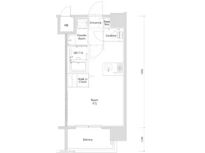 エンクレスト博多PARKSIDE(ワンルーム/12階)の間取り写真