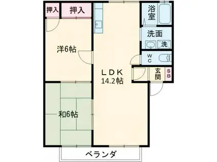 プロムナードY(2LDK/1階)の間取り写真