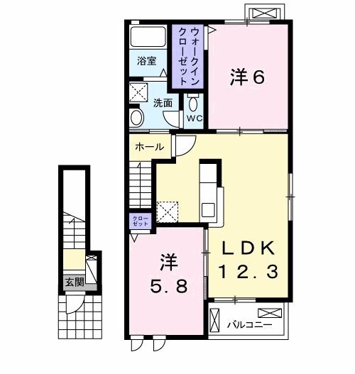 サニーヒルズ D(2LDK/2階)の間取り写真