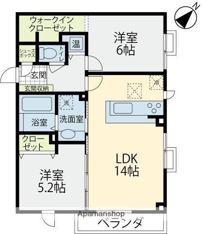 グランフォーレ長坂(2LDK/2階)の間取り写真