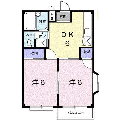 エルディム駿河台(2DK/2階)の間取り写真