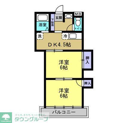 ヴィラ東川口(2DK/3階)の間取り写真