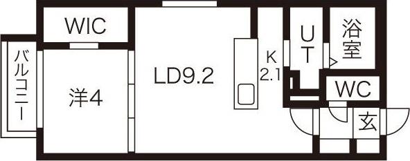 グランループ発寒(1LDK/4階)の間取り写真