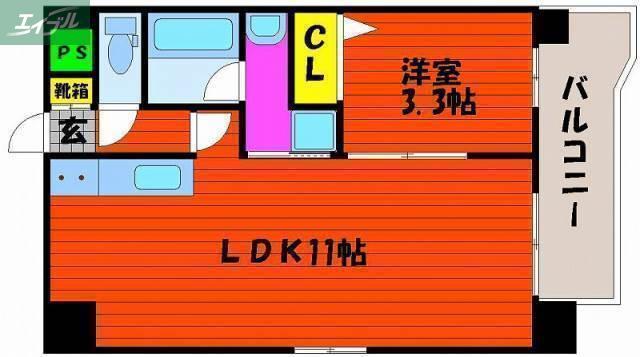 ピュア京橋(1LDK/7階)の間取り写真