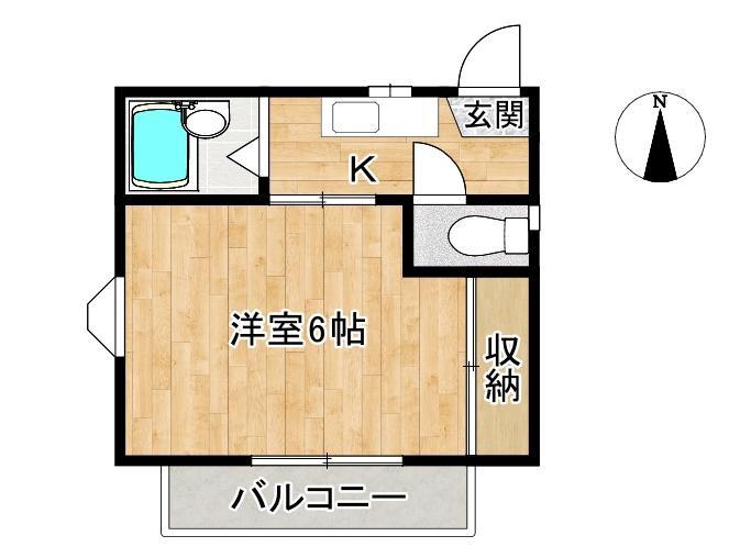 ハイツ勝武(1K/2階)の間取り写真