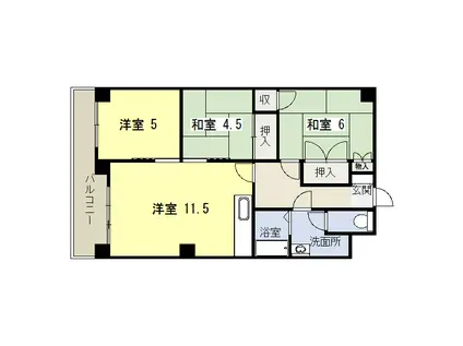 レジデンス西岡(3LDK/4階)の間取り写真