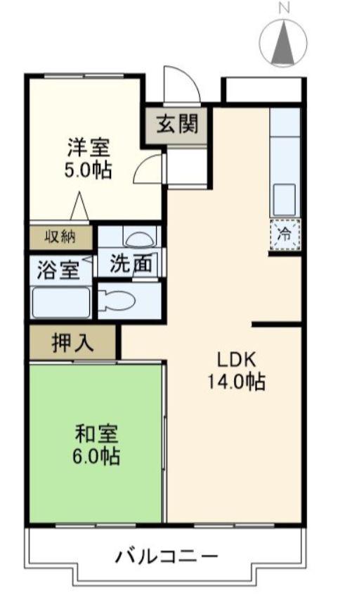 エスポワール東戸塚(2LDK/2階)の間取り写真