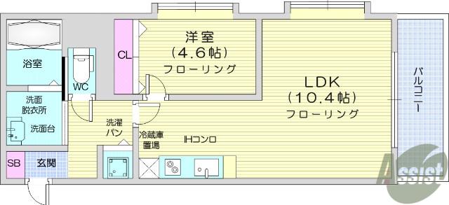 スクエア泉中央(1LDK/3階)の間取り写真