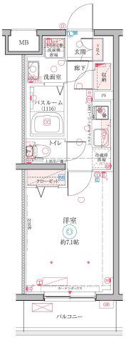 クレヴィスタ大塚(1K/2階)の間取り写真