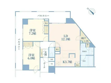 ドレッセ青葉台 C棟(2LDK/4階)の間取り写真