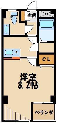 プティクール(1K/3階)の間取り写真